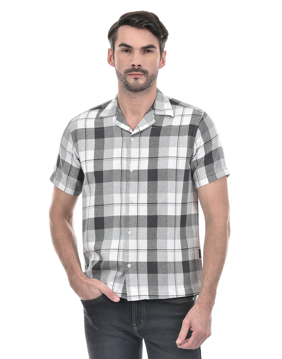 Numero Uno Men Checkered Grey Shirt